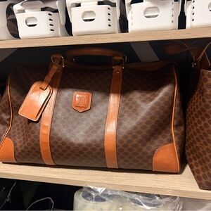 Celine vintage duffle Leather Travel Bag
